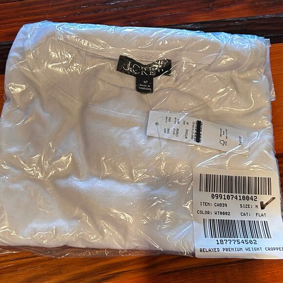 J Crew Relaxed Premium Weight Cropped T Shirt M White NWT Top CA839 J.Crew - Picture 5 of 5